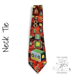 Futuristic Fun: Robot Print Neck Tie for Science and Tech Enthusiasts!